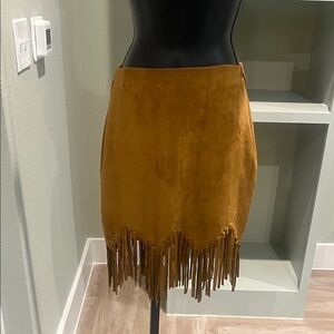 ILLA ILLA Mustard Fringe Mini Skirt